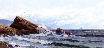  Thompson Pintura - Olas rompientes junto a la playa Alfred Thompson Bricher